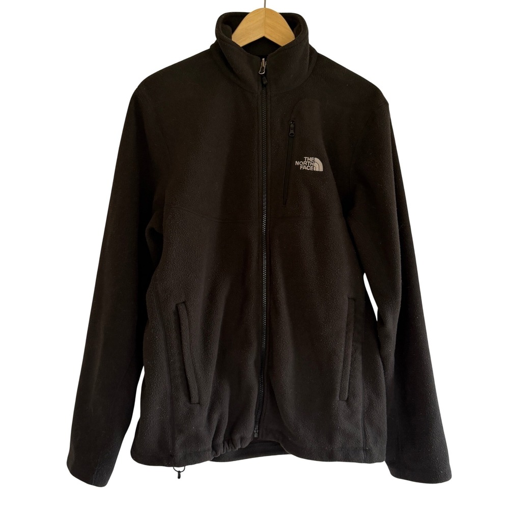 The North Face Mens Full Zip Fleece Jacket Black Mock Neck Size Medium M